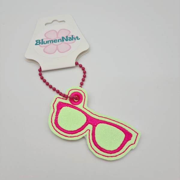 Kleiner Anhänger Brille #10 neon-gelbgrün/pink